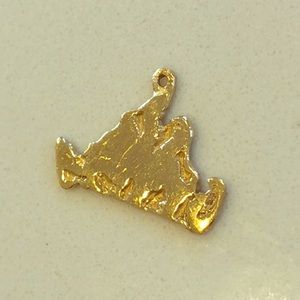 Gold 14k charm in the shape of Martha's Vineyard